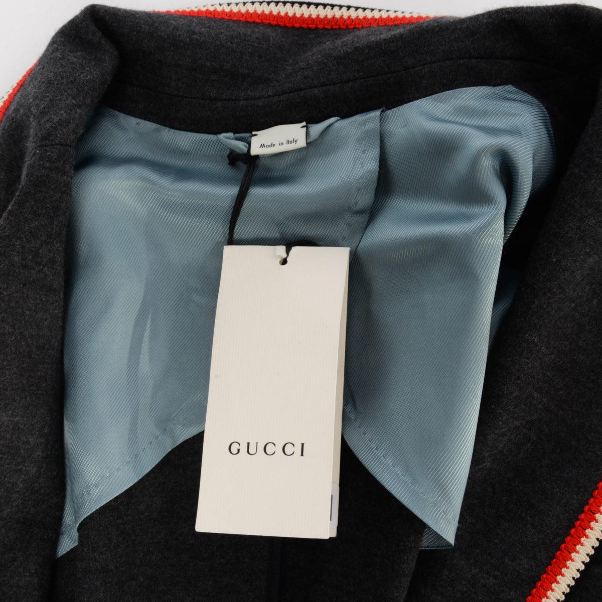 Gucci Grey Wool Floral Embroidered Jacket IT 48