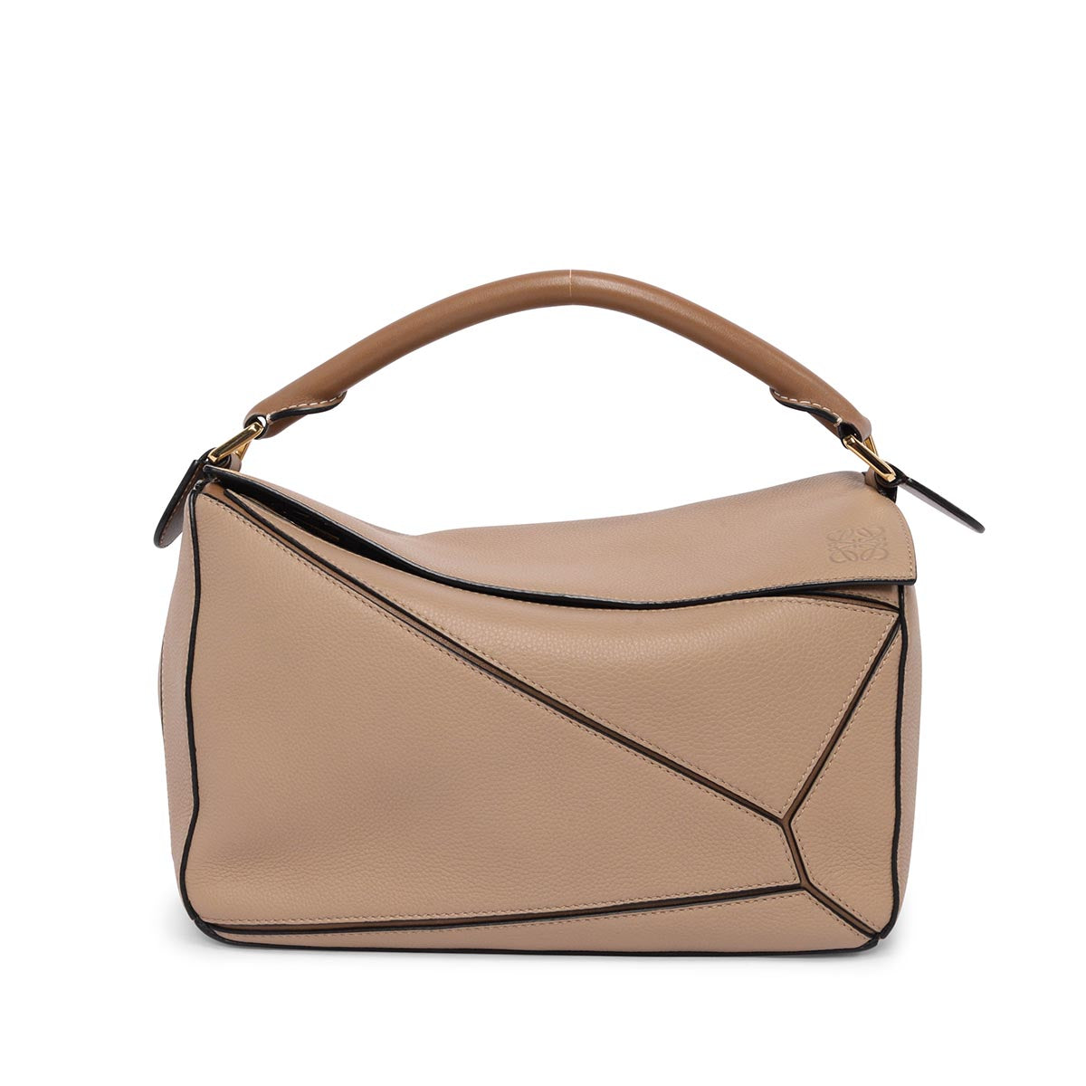 Loewe Sand & Mink Grained Calfskin Medium Puzzle Bag