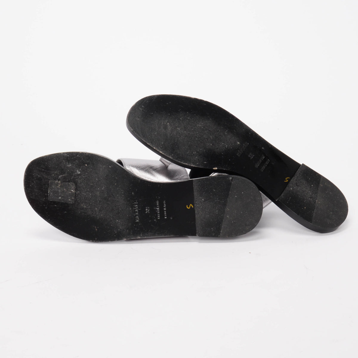 Hermes Gris Argente Lambskin Caia Sandals 39