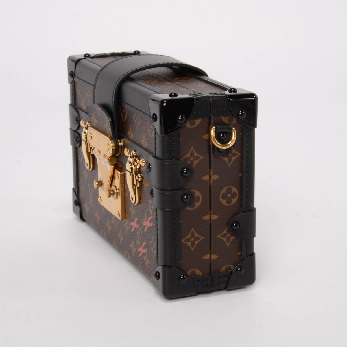 Louis Vuitton Black Leather & Monogram Petite Malle
