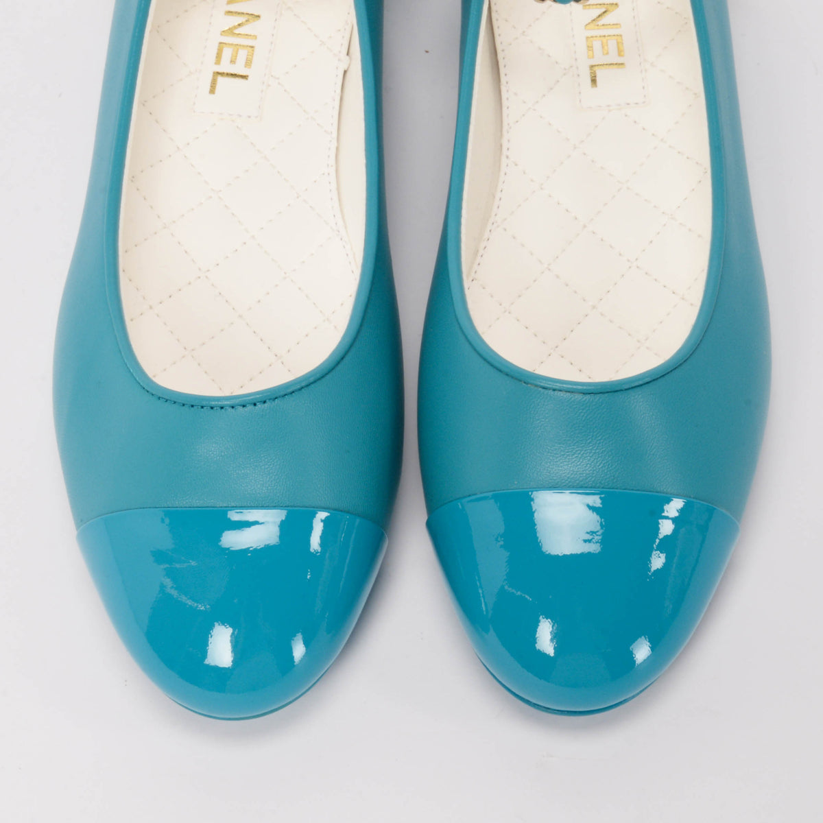 Chanel Teal Lambskin Ankle Chain Ballerina Flats 40