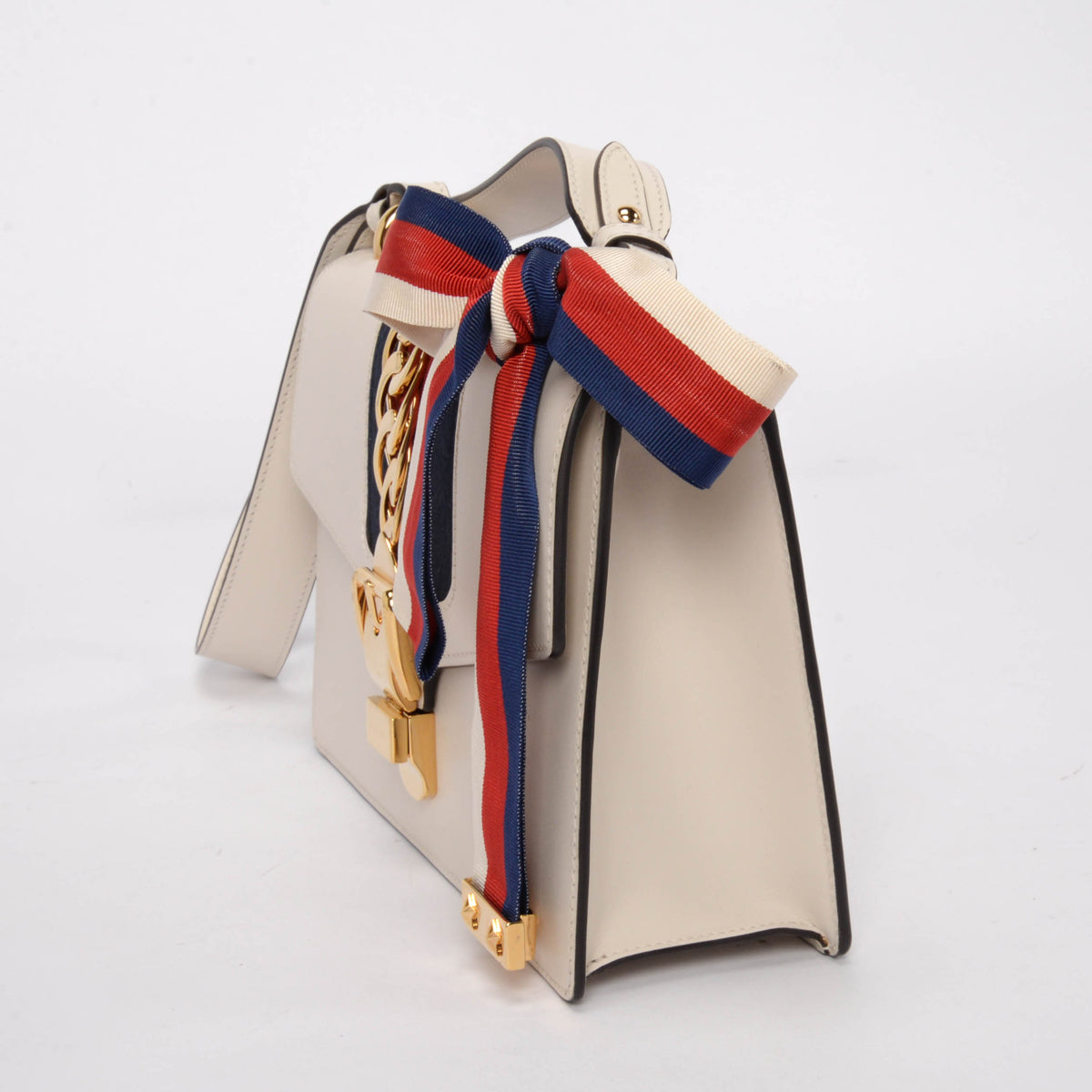 Gucci White Calfskin Small Sylvie Shoulder Bag