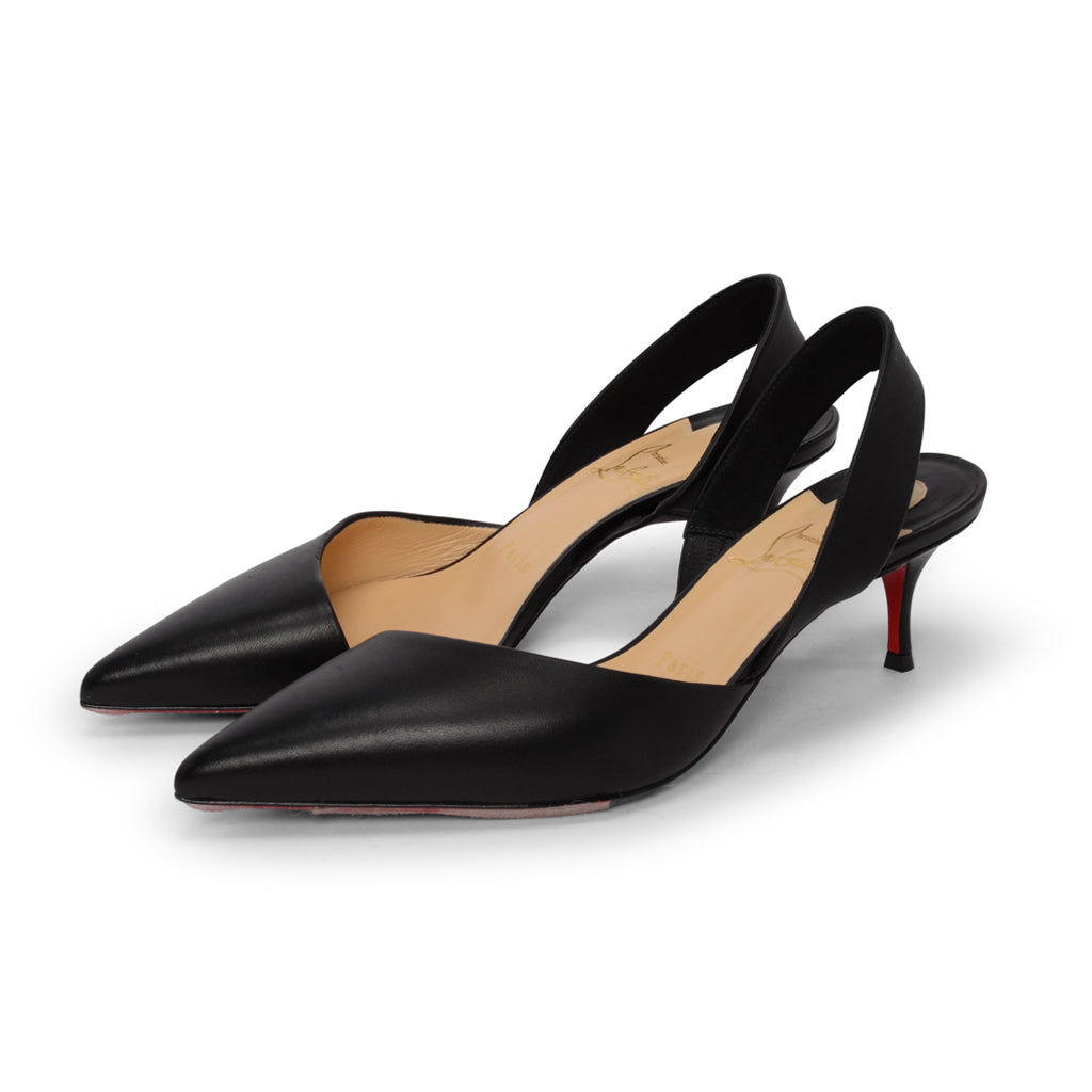 Christian Louboutin Black Nappa Viola Slingback Pumps 37.5