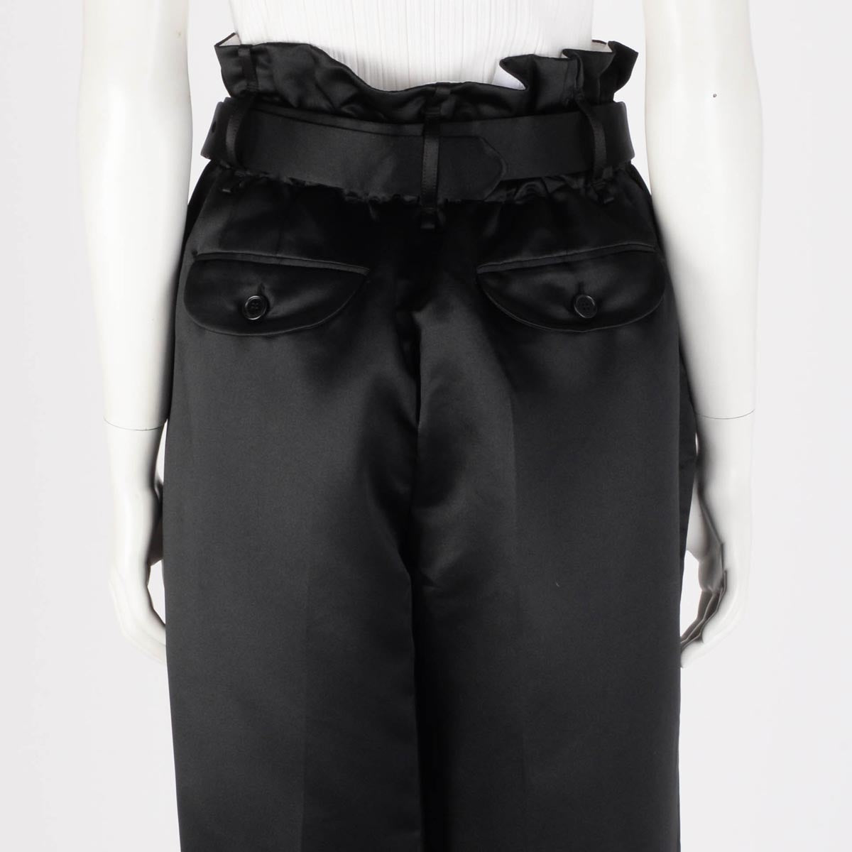 Simone Rocha Black Satin Paperbag Belted Pants UK 12