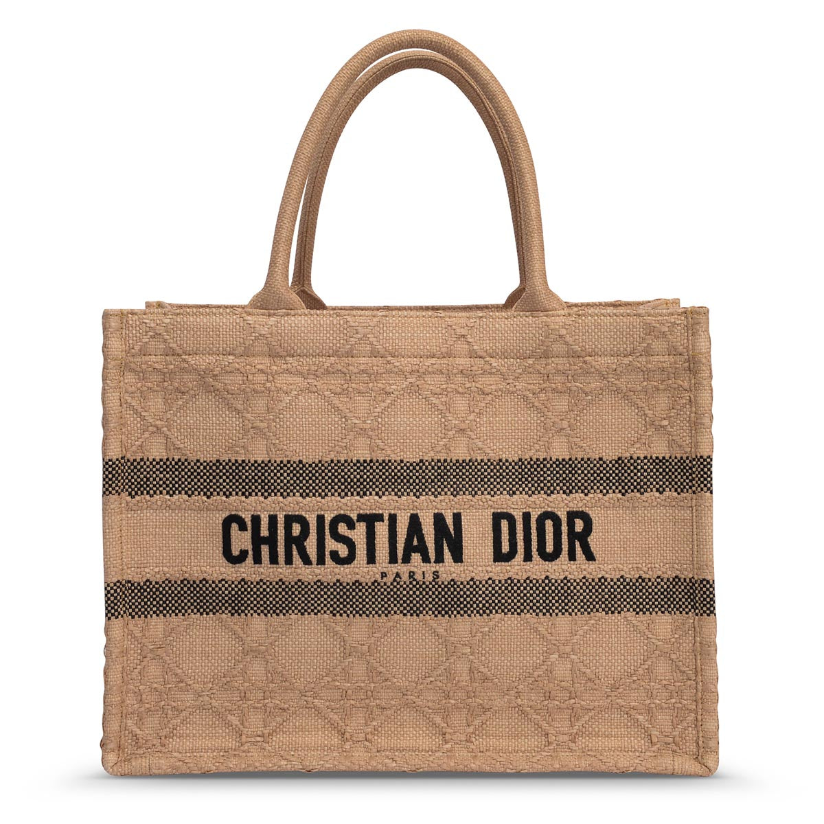 Dior Natural Cannage Raffia Medium Book Tote