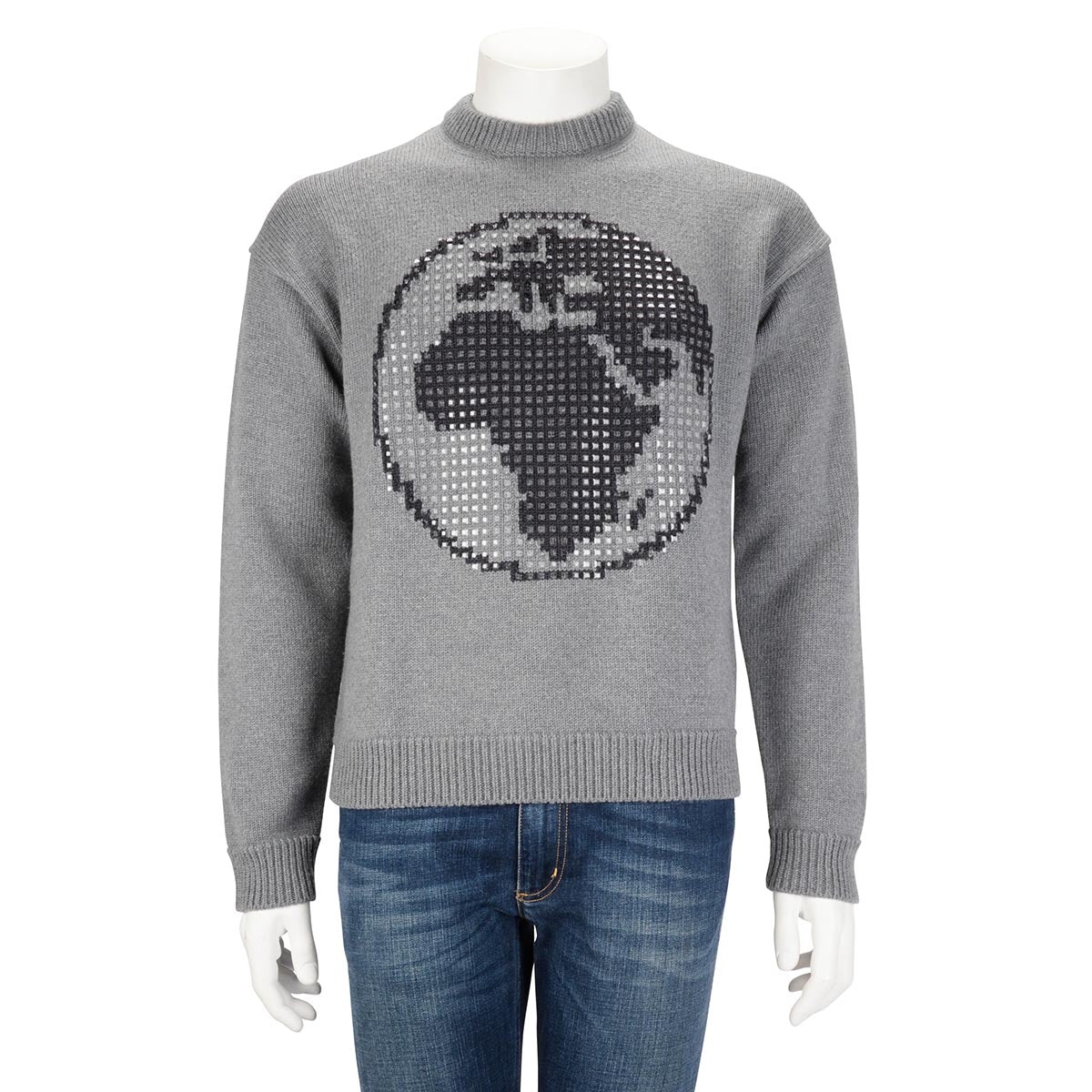 Louis Vuitton Charcoal Wool Crystal Earth Sweater S