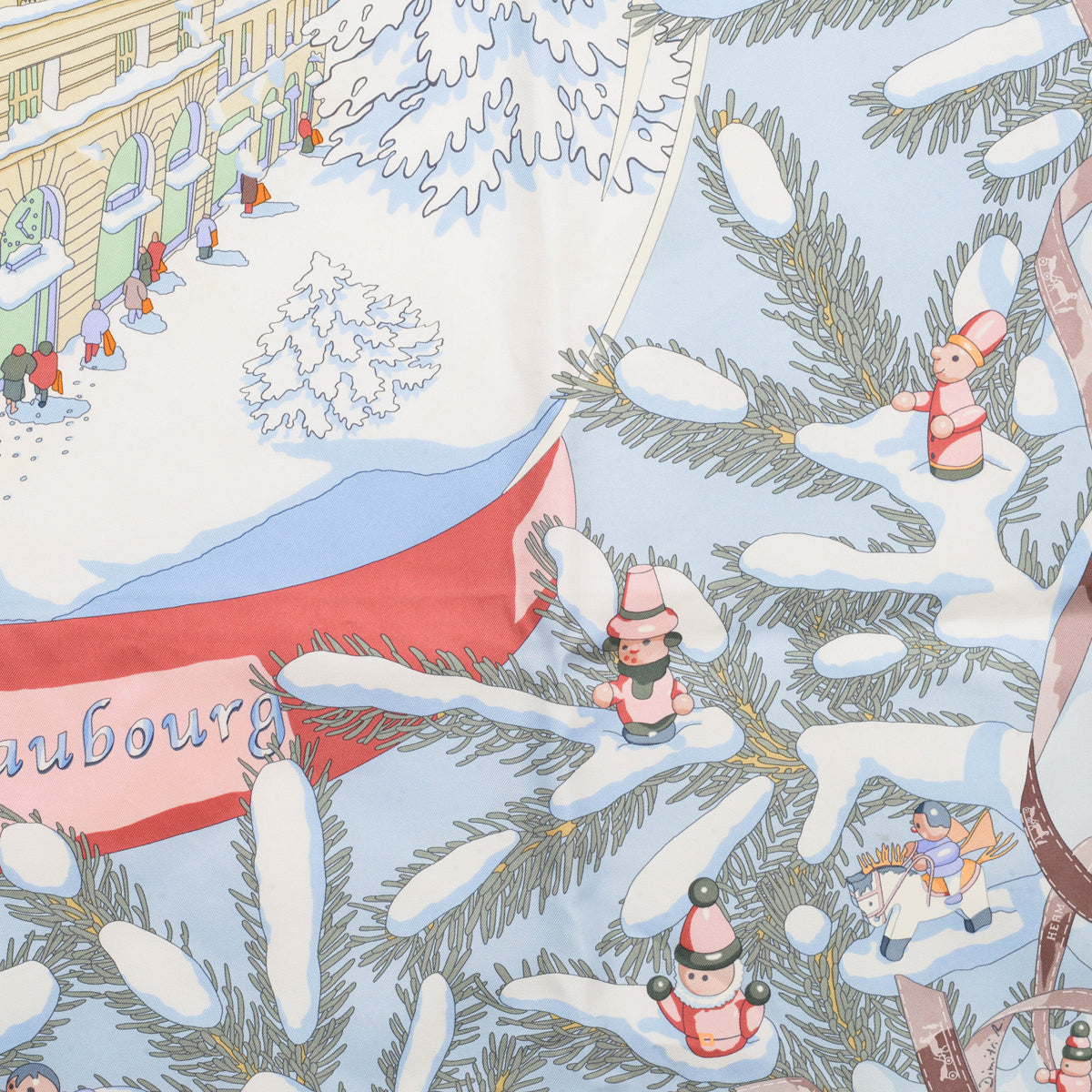 Hermes Light Blue Silk Noel Au 24 Faubourg Scarf