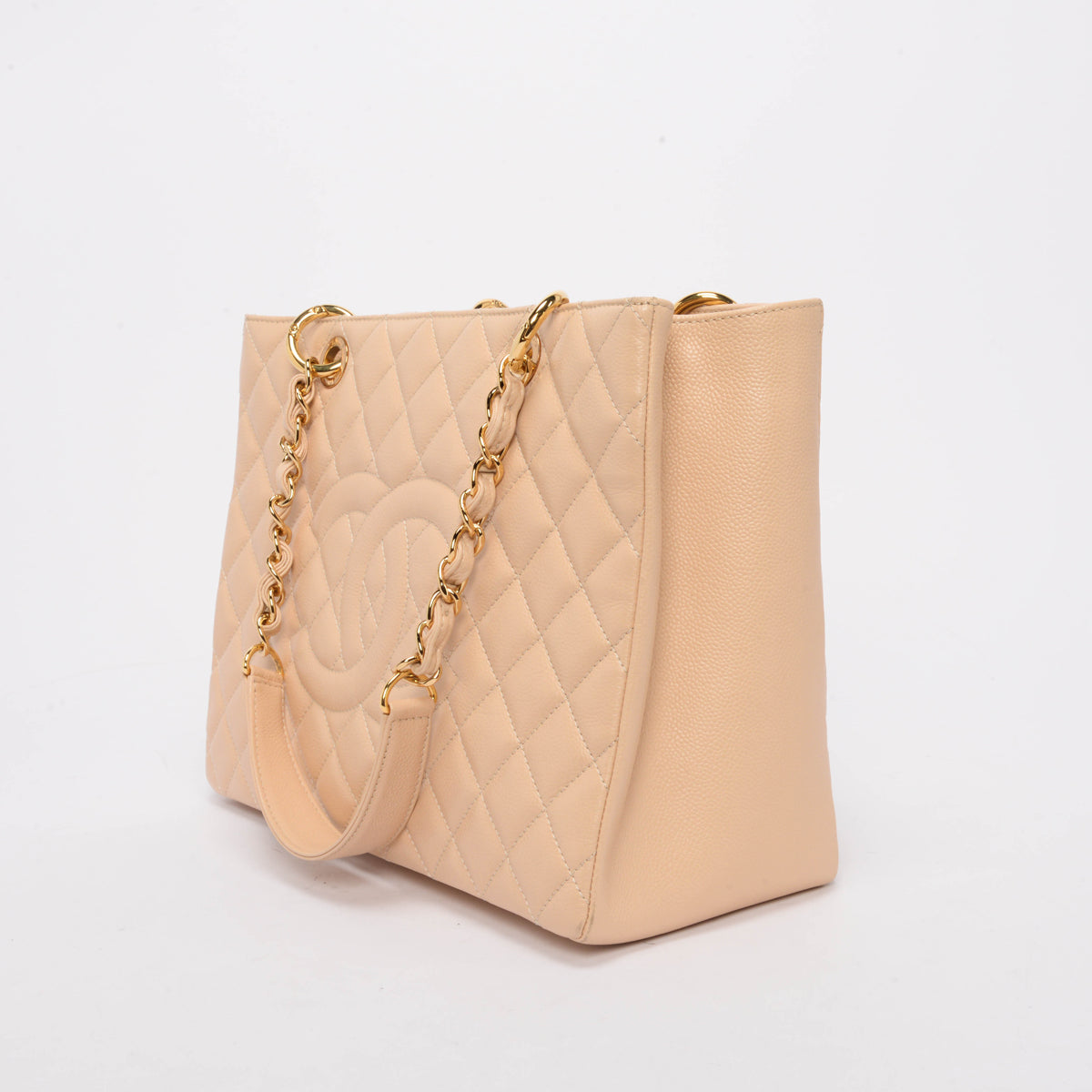 Chanel Beige Clair Quilted Caviar Grand Shopping Tote