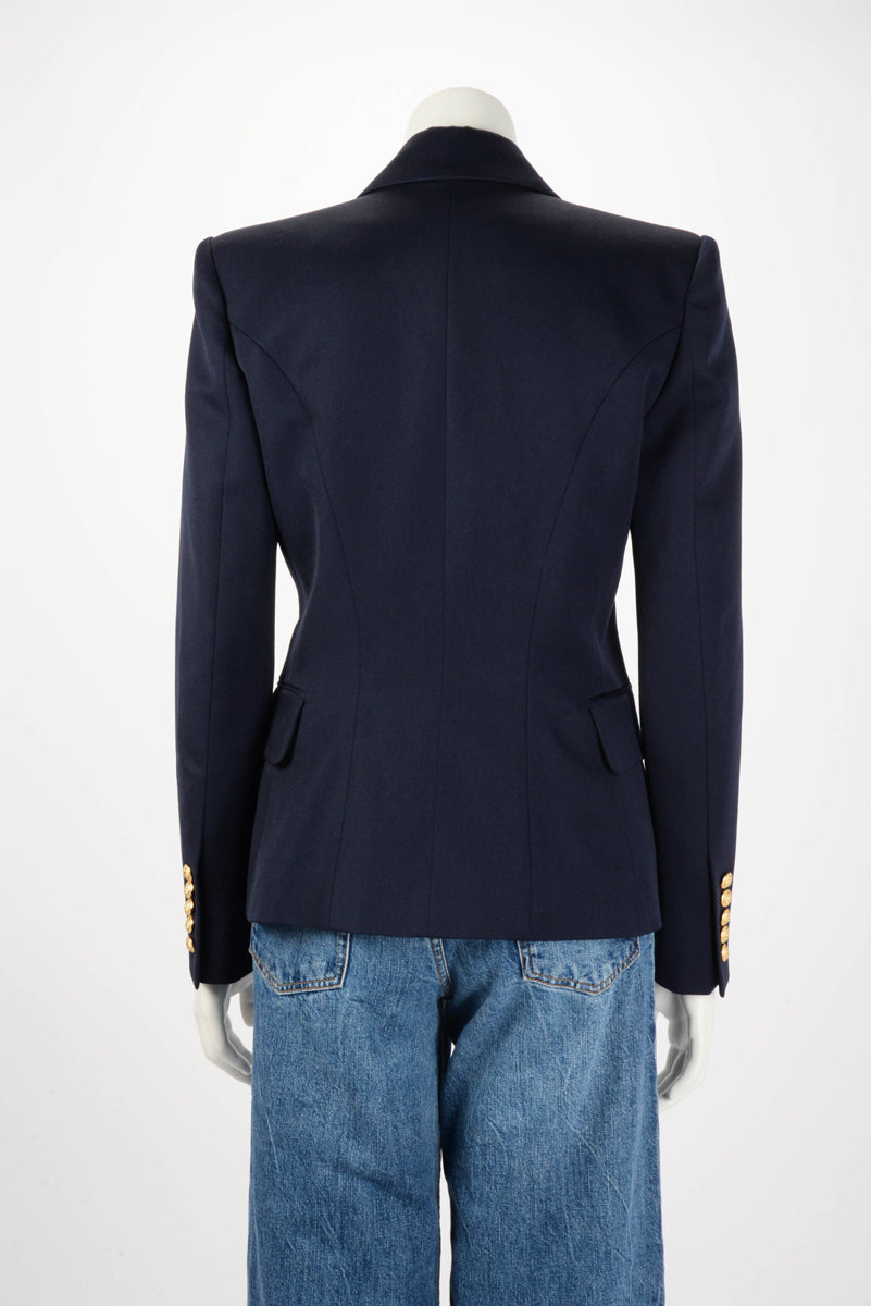 Balmain Navy Wool Classic DB Blazer FR 40