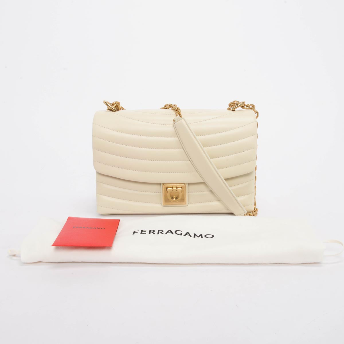 Ferragamo Marscapone Quilted Calfskin Medium Mat Flap Bag
