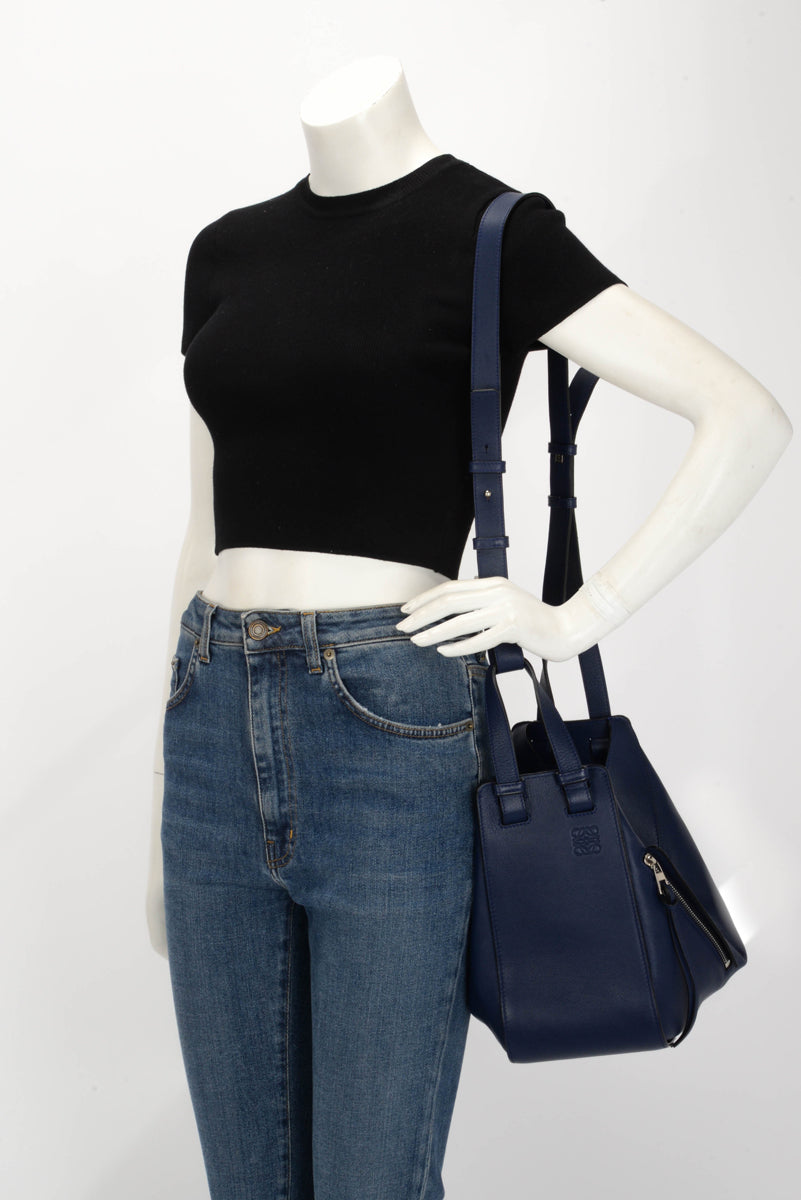 Loewe Navy Calfskin Small Hammock Bag