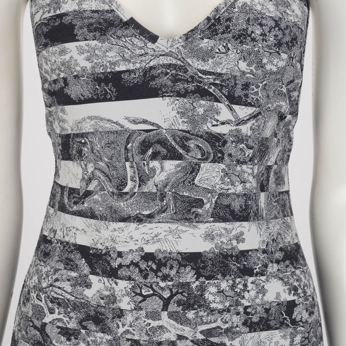 Dior Navy Toile de Jouy Striped One Piece Swimsuit L