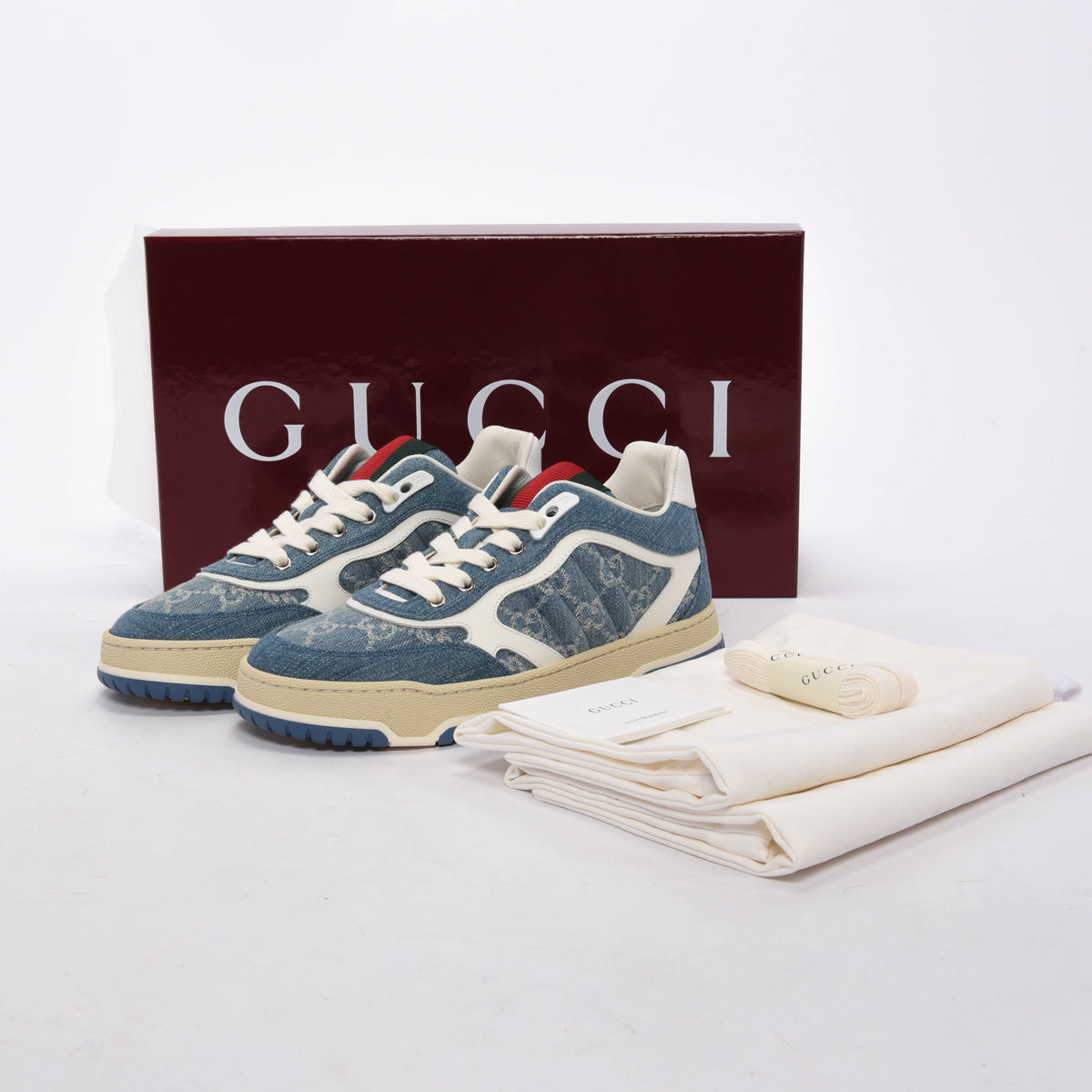 Gucci Blue Denim GG Re-Web Sneakers 37.5