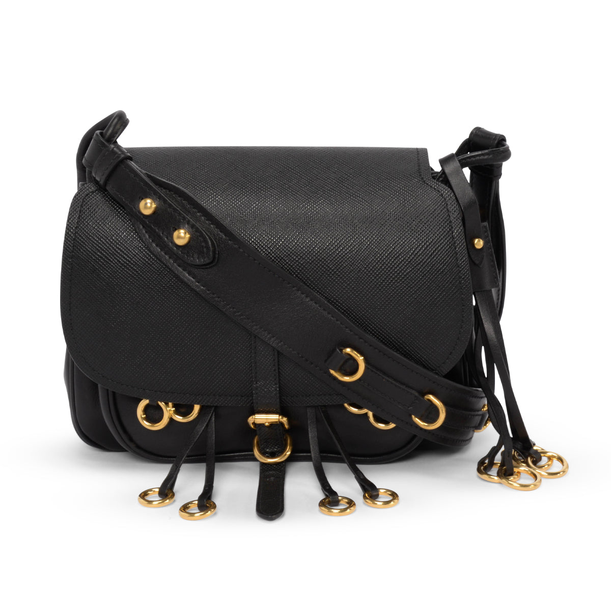 Prada Black Saffiano & Calf Corsaire Bag