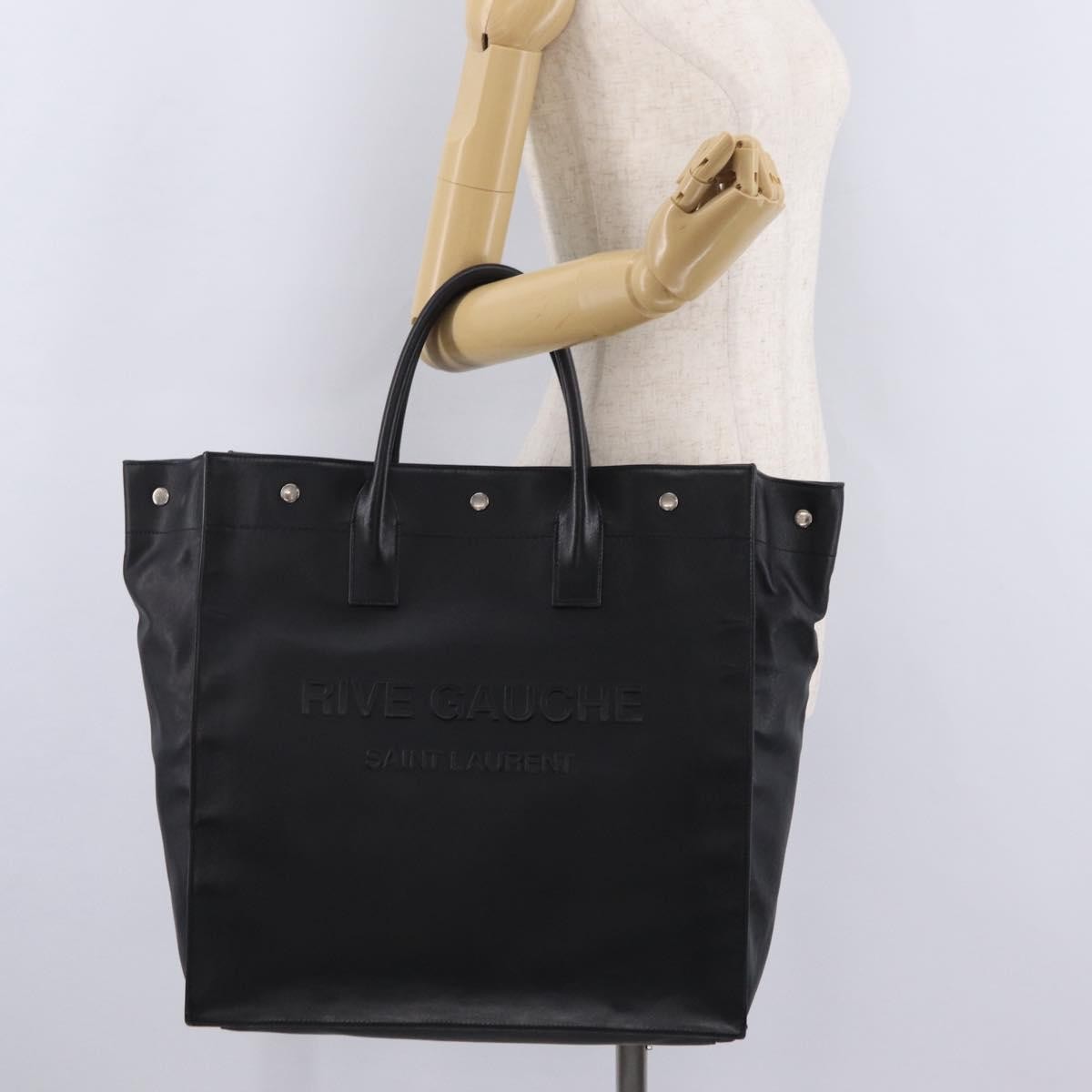 Saint Laurent Black Embossed Leather Rive Gauche Shopper Tote