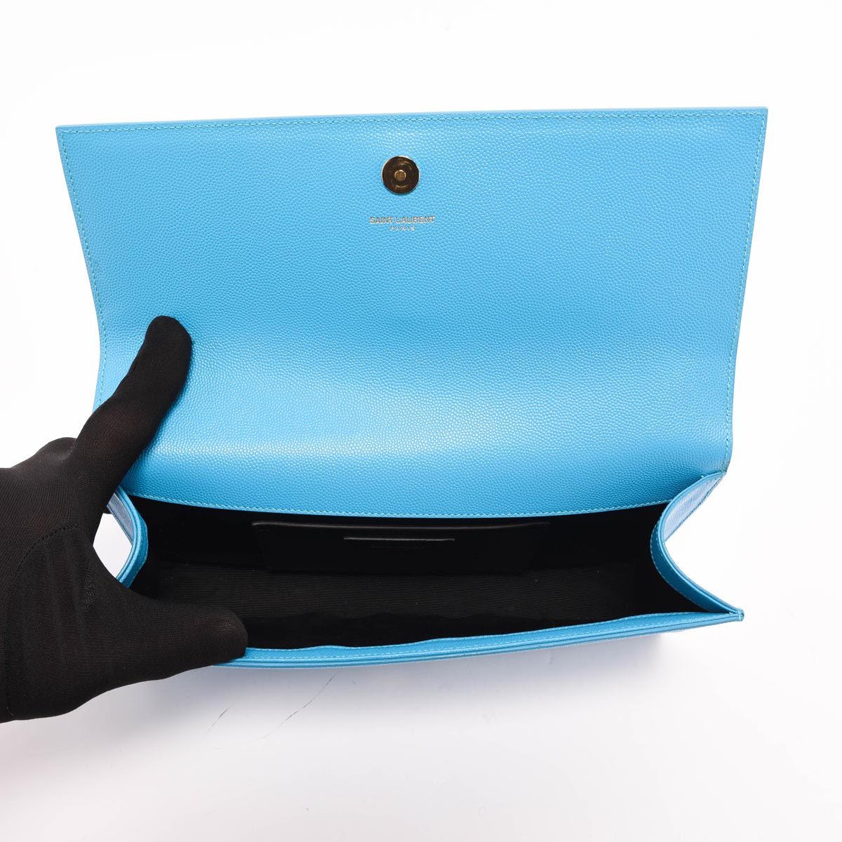 Saint Laurent Turquoise Grain de Poudre Cassandre Clutch
