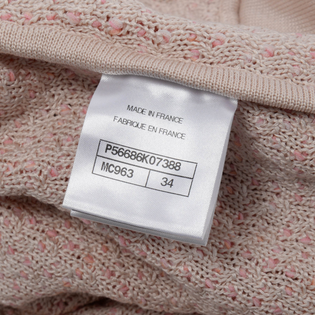Chanel Pink Diamond Knit Braided Trim Cardigan FR 34