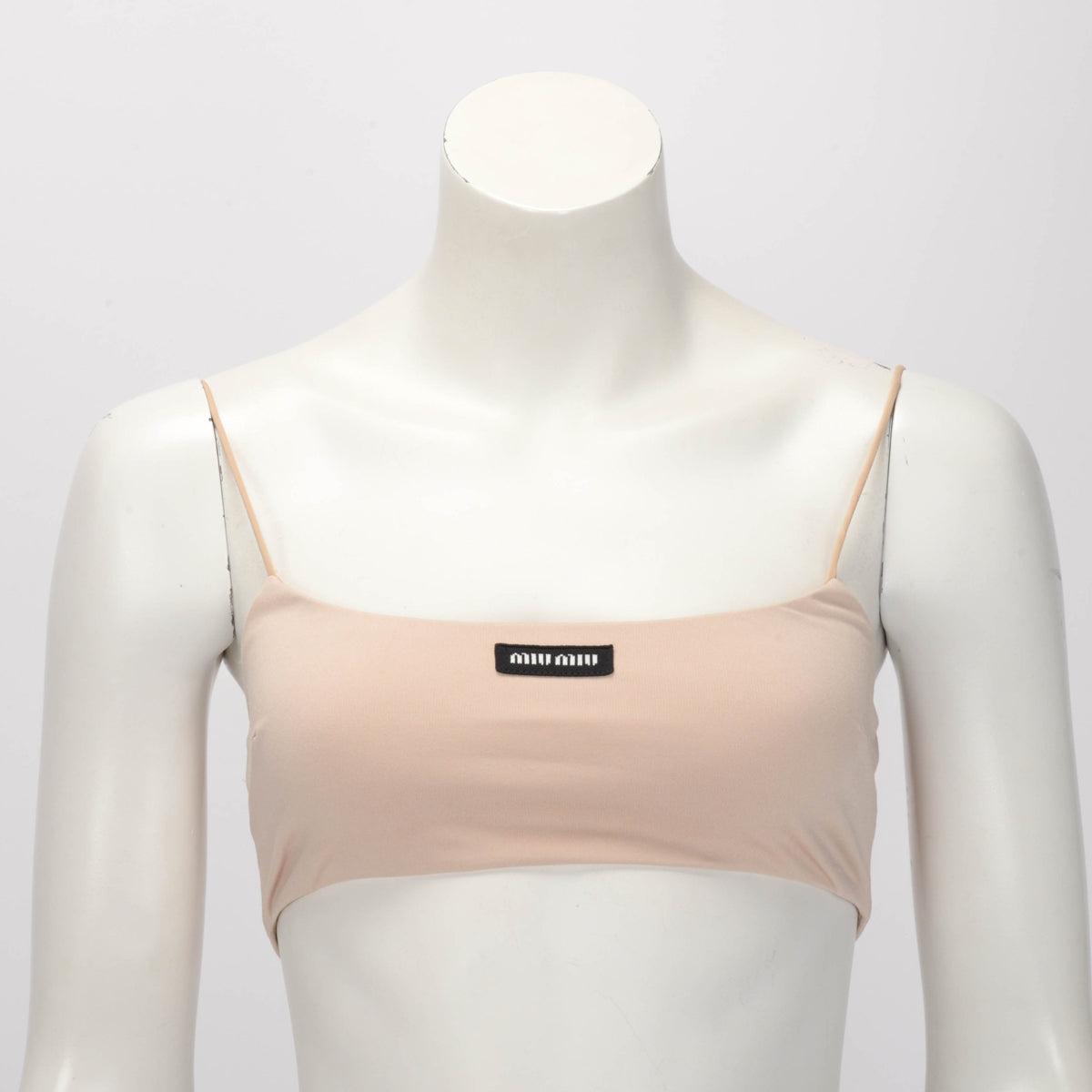 Miu Miu Cammeo Jersey Stretch Logo Patch Crop Top IT 36