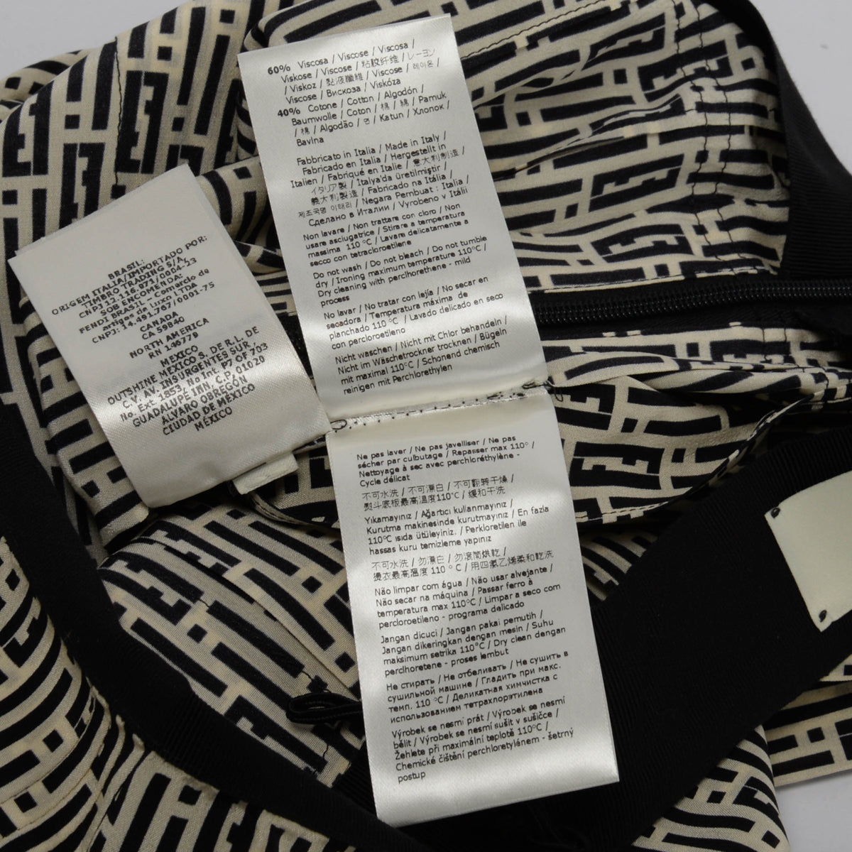 Fendi Black & Ivory Silk FF Print Pleated Skirt IT 36