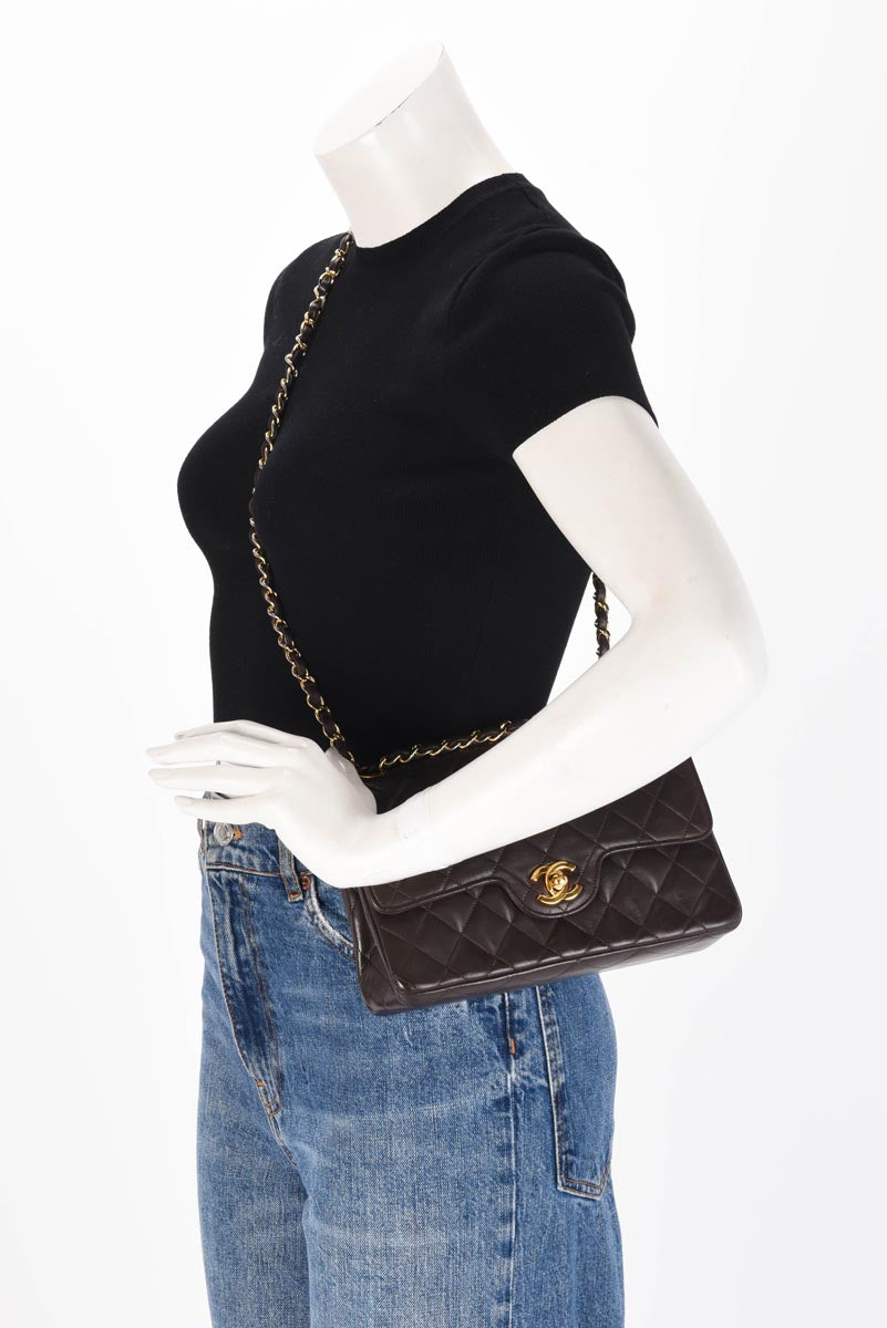 Chanel Vintage Brown Quilted Lambskin Small Flap Bag