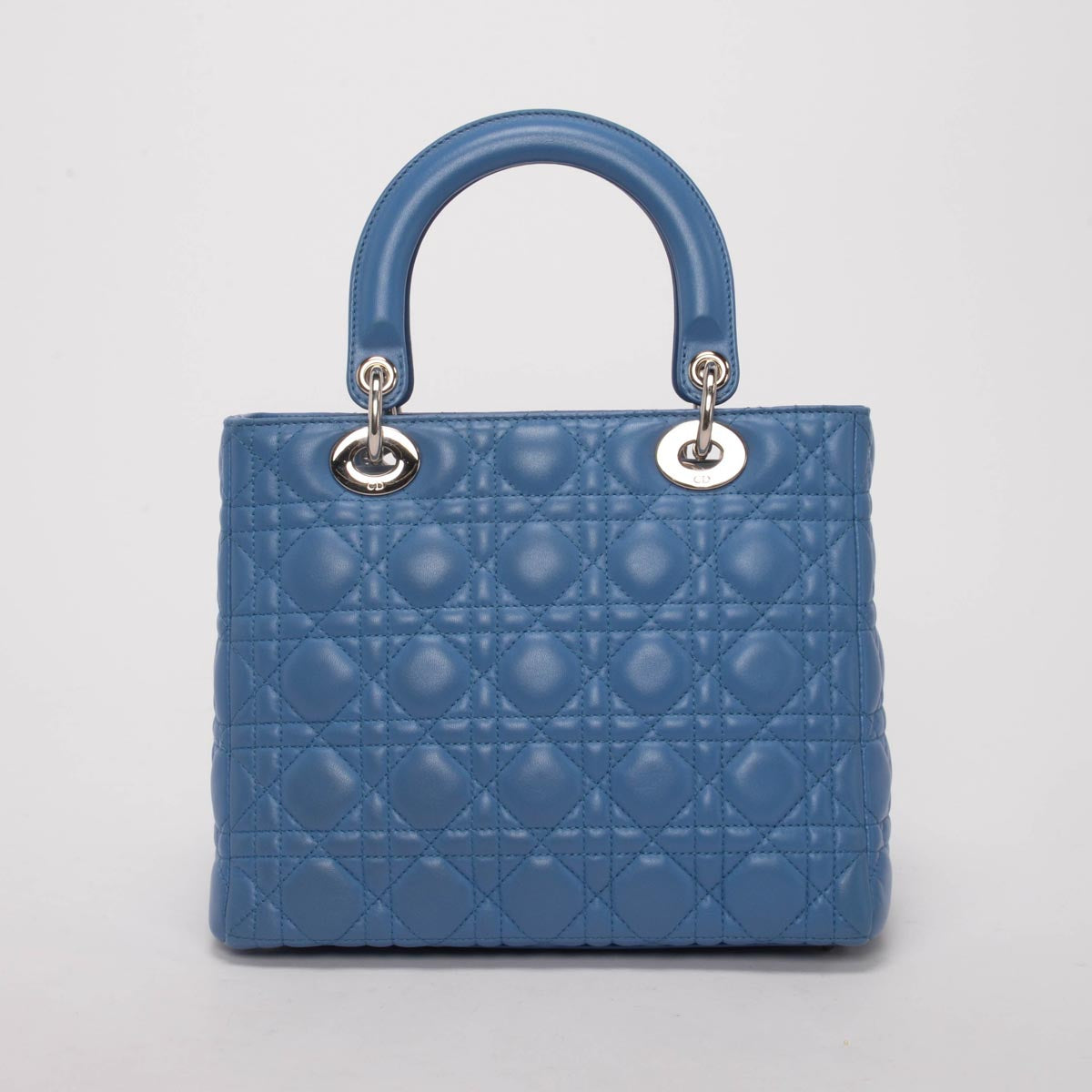 Dior Blue Lambskin Cannage Medium Lady Dior