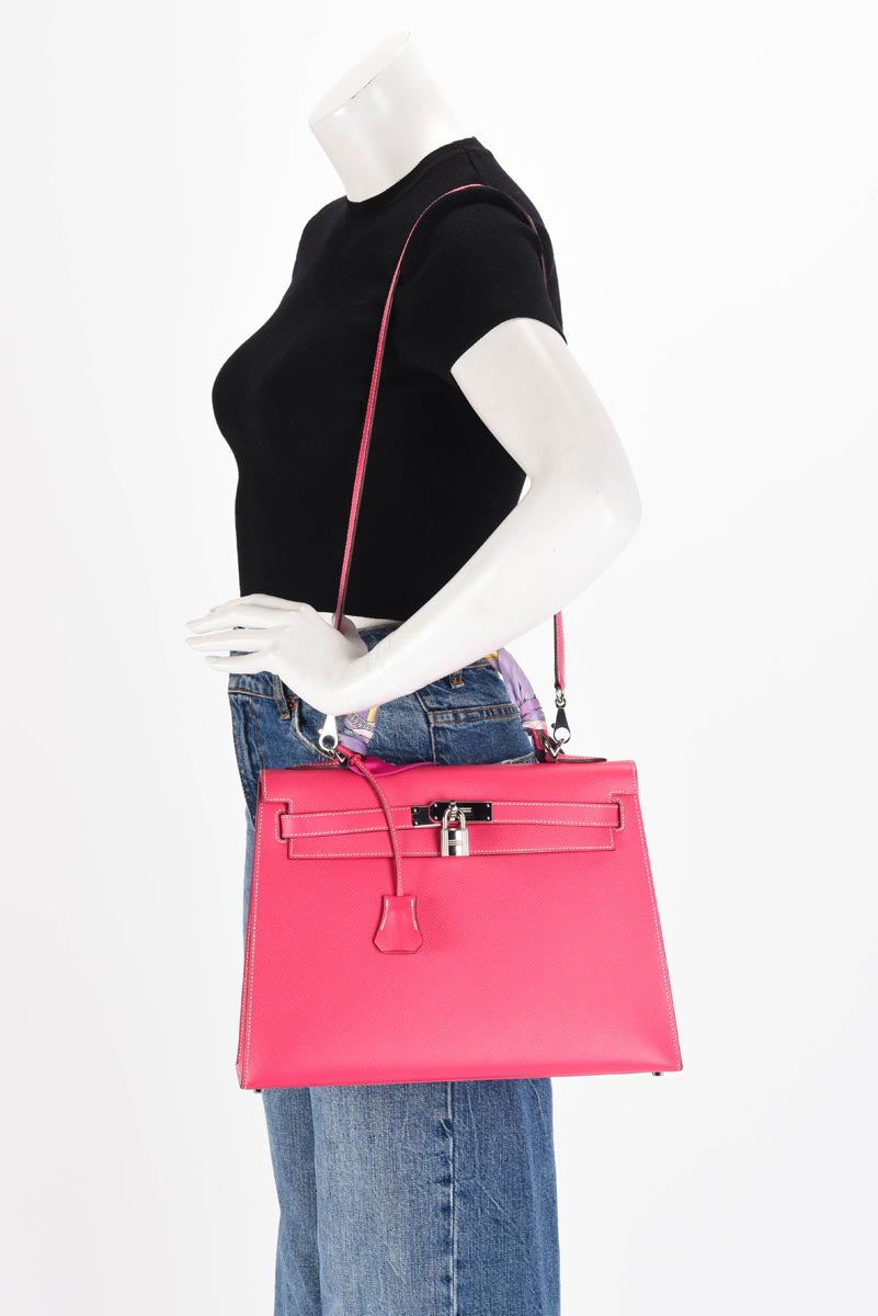 Hermes Rose Tyrien Epsom Sellier Kelly 32 PHW