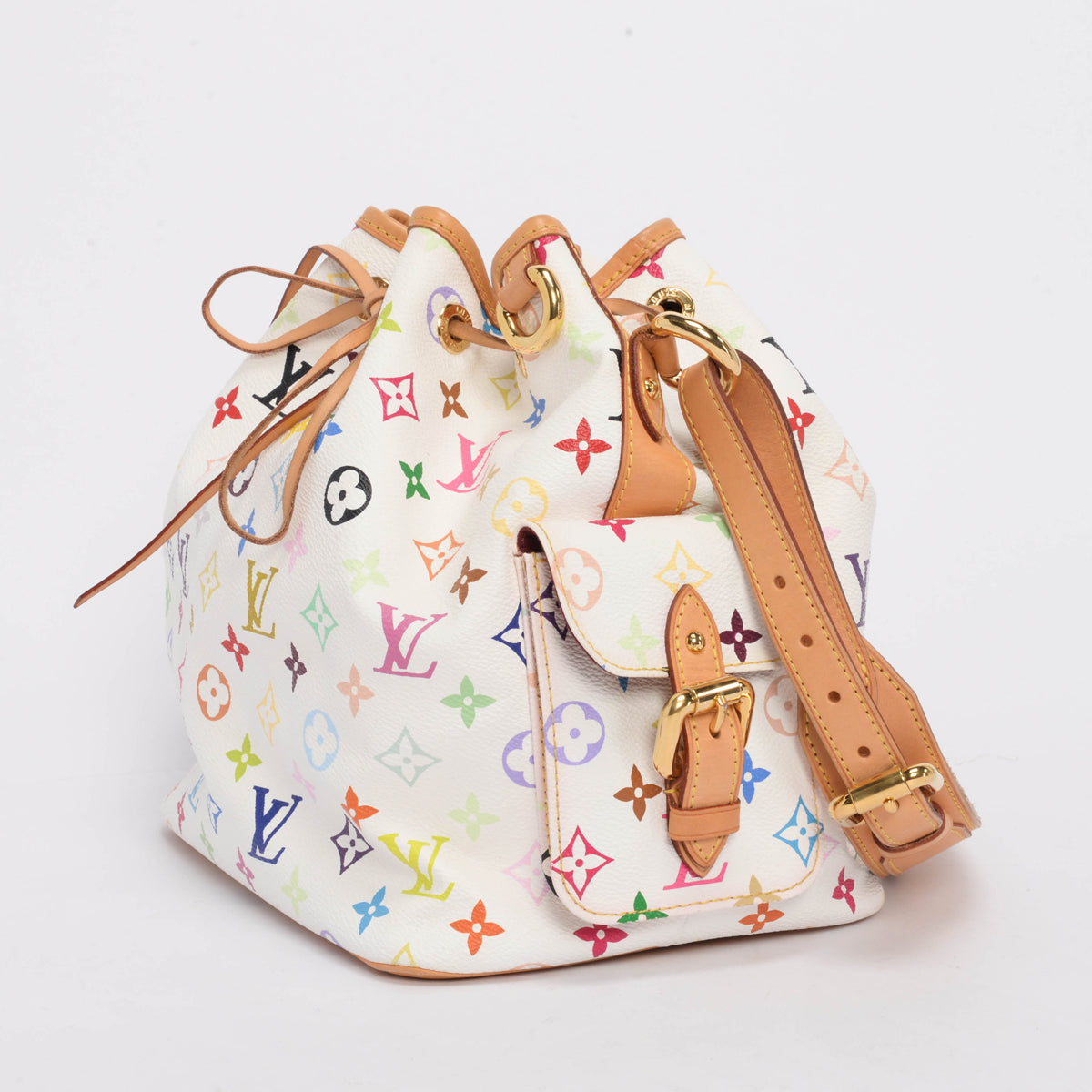 Louis Vuitton White Multicolore Monogram Petit Noe Bag