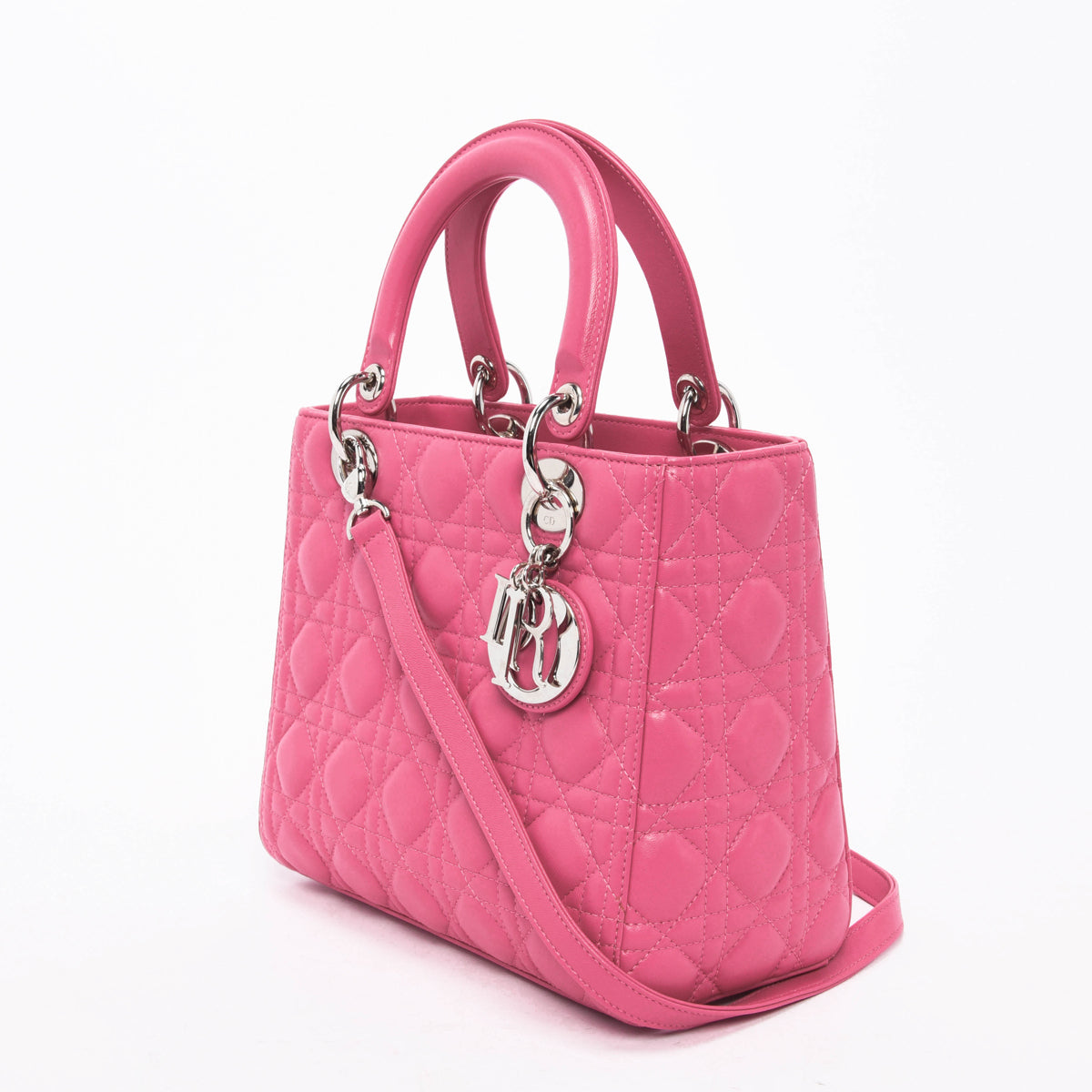 Dior Pink Lambskin Cannage Medium Lady Dior