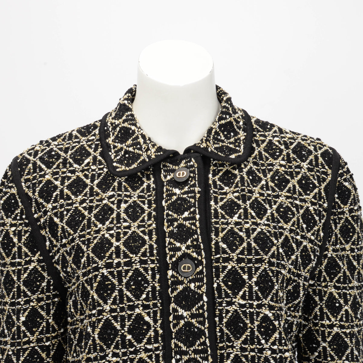Dior Black & Gold Technical Fabric Cannage Jacket FR 42