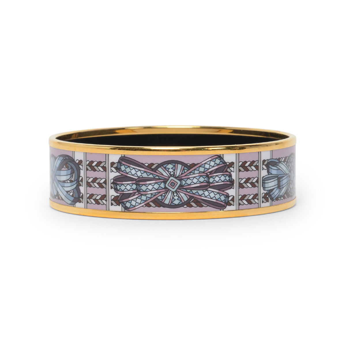 Hermes Pink Enamel Rubans de Cheval Bangle GHW