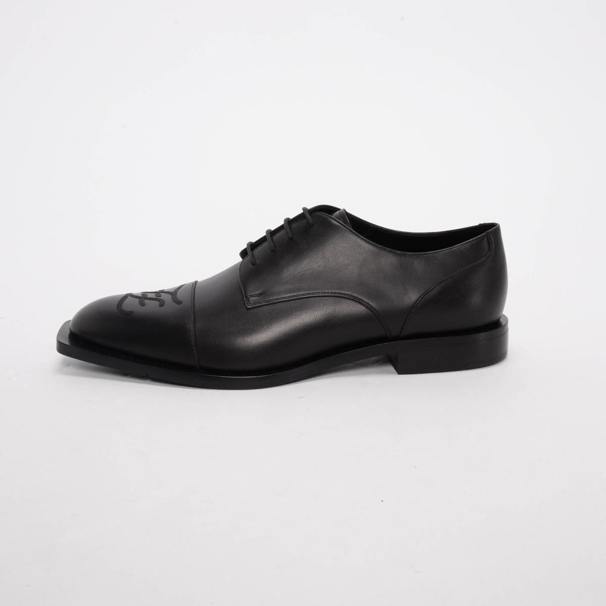 Fendi Black Calfskin Karligraphy Derby Lace-up Shoes 12