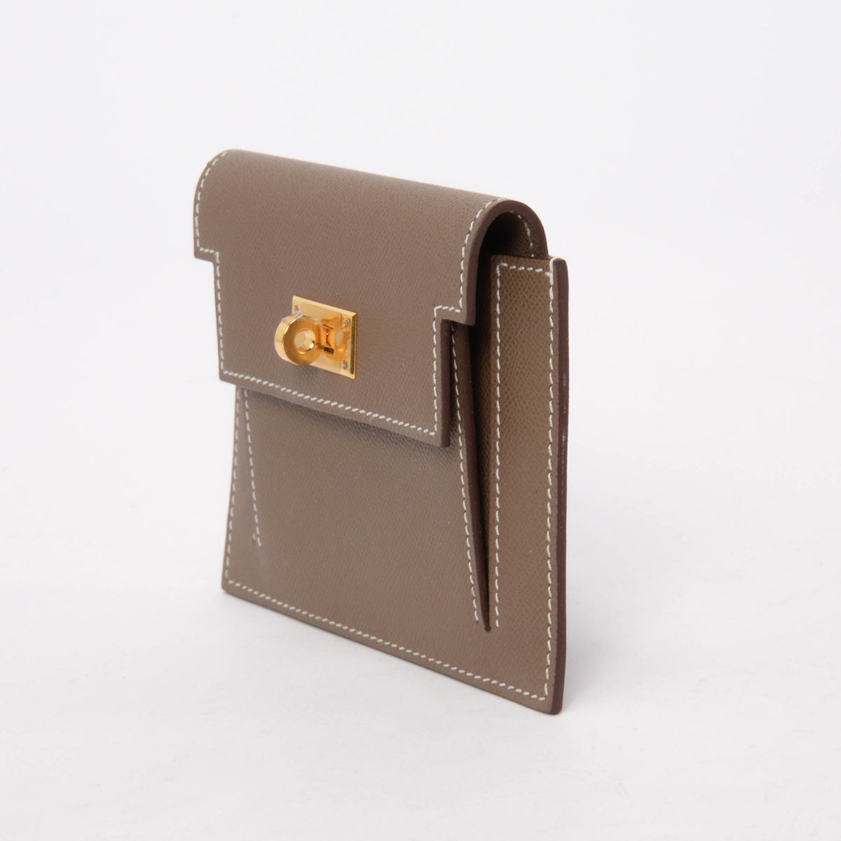 Hermes Etoupe Madame Calfskin Kelly Pocket Compact Wallet