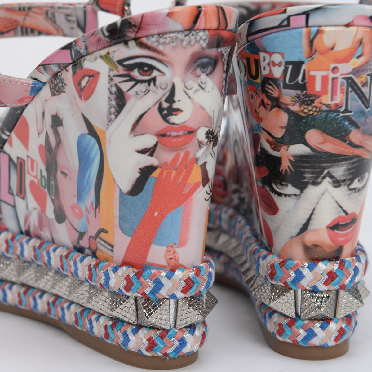 Christian Louboutin Multi Colour Patent Pyraclou Xtian Wedges 41