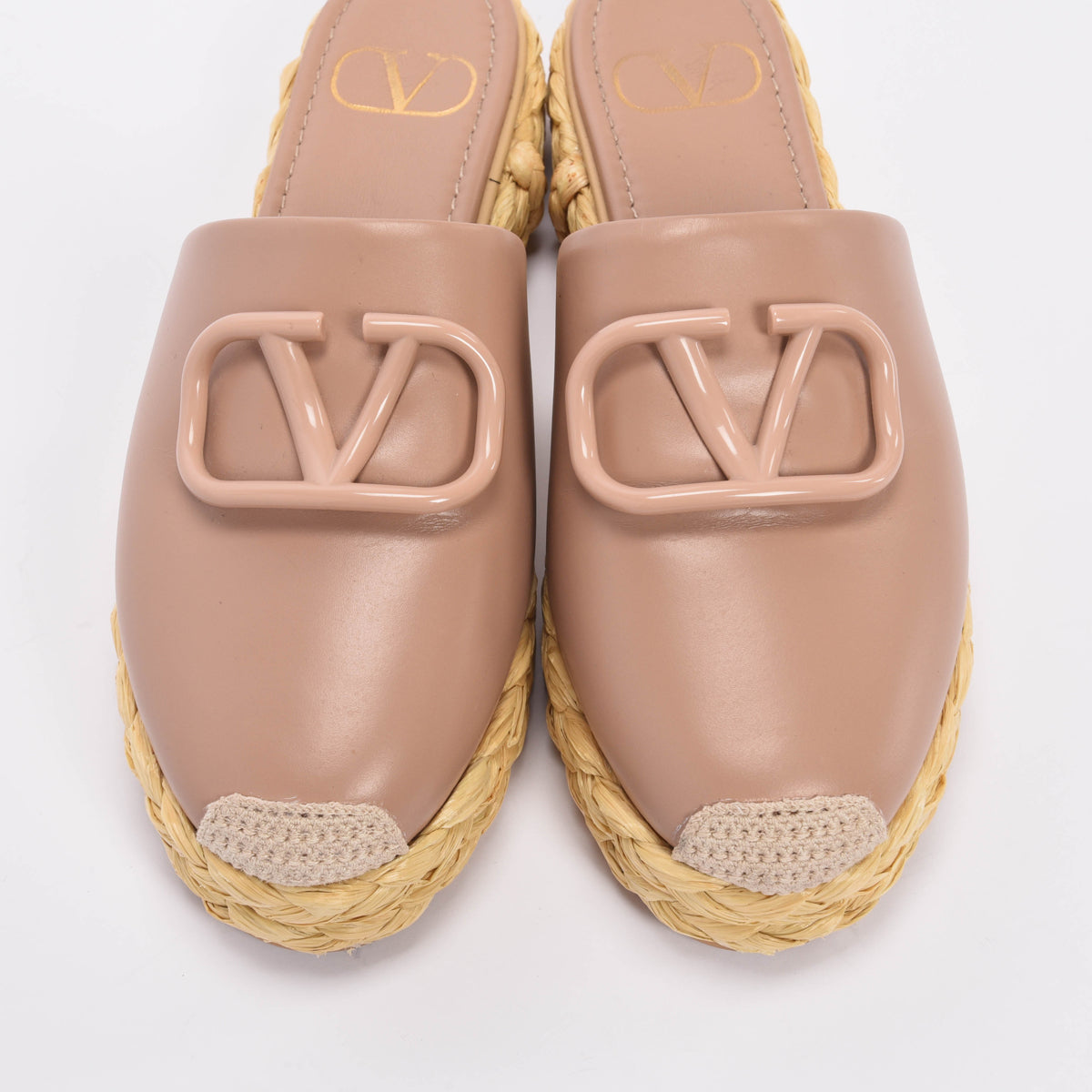 Valentino Poudre Calfskin VLogo Espadrilles 37