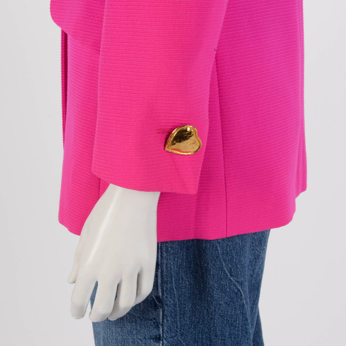 Yves Saint Laurent Hot Pink Grosgrain Wool Heart Jacket FR 38