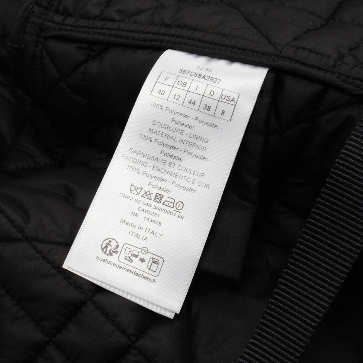 Dior Black Technical Taffeta Cannage Belted Puffer Jacket FR 40