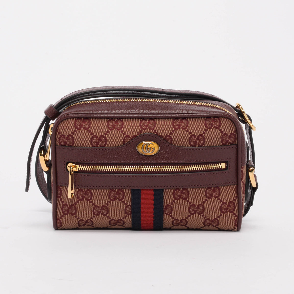 Gucci Burgundy GG Supreme Mini Ophidia Bag