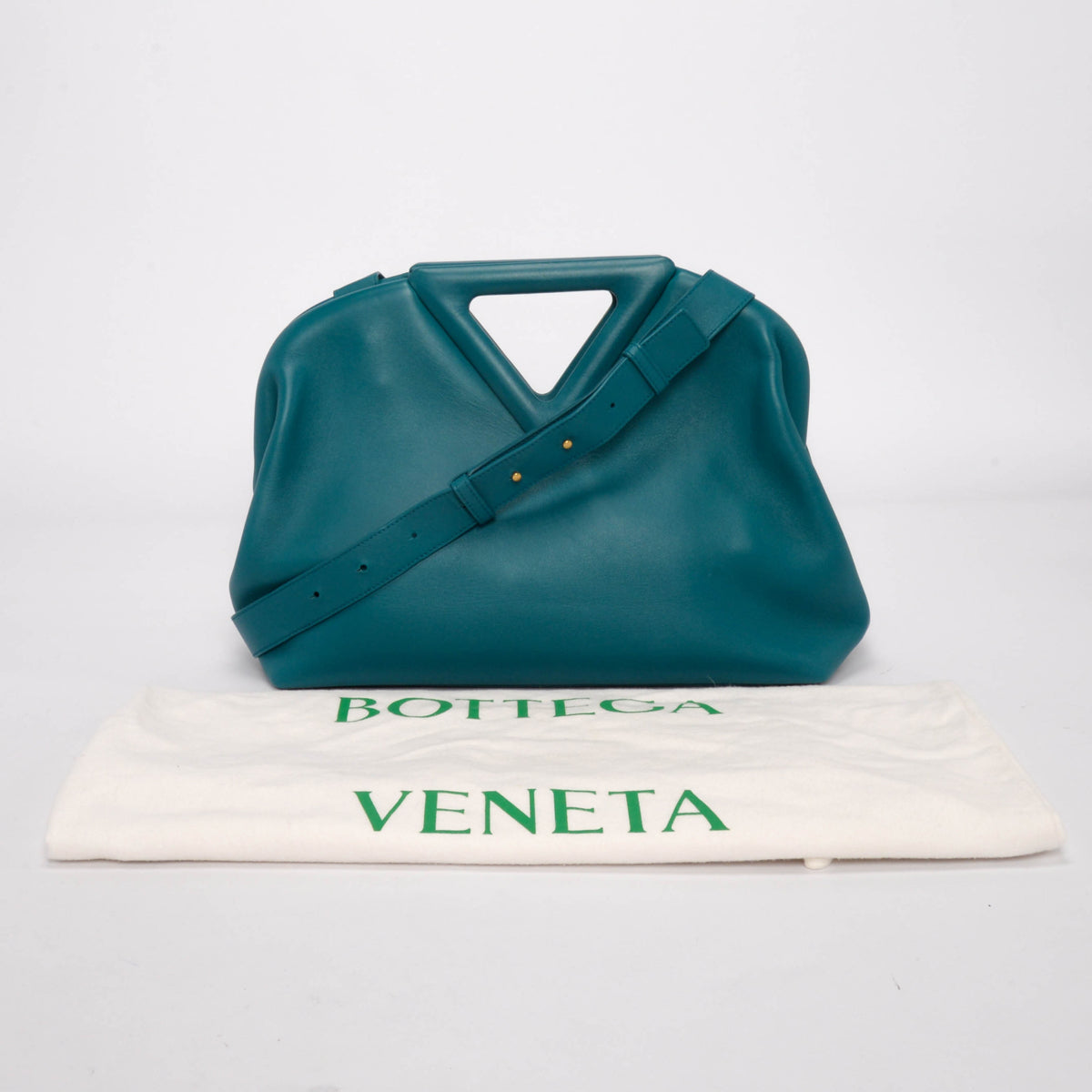 Bottega Veneta Turquoise Calfskin Medium The Point Triangle Bag