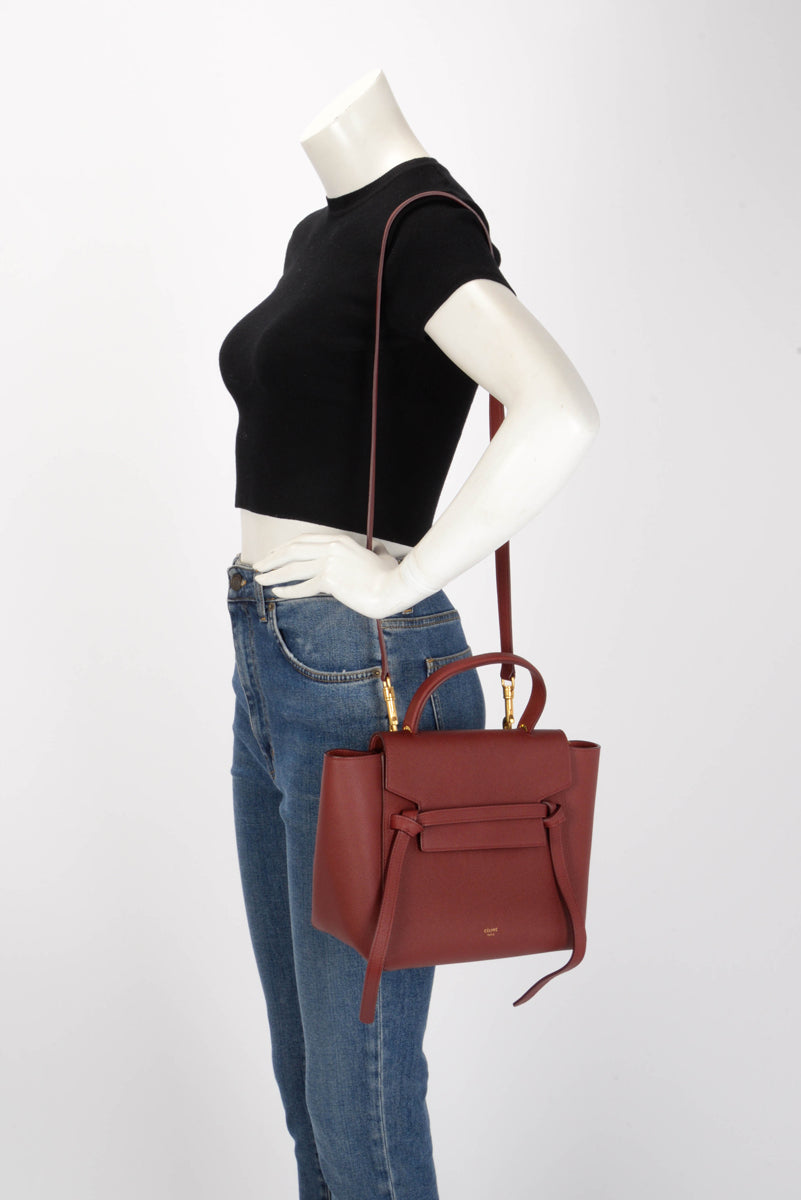 Celine Ruby Red Grained Calfskin Micro Belt Bag