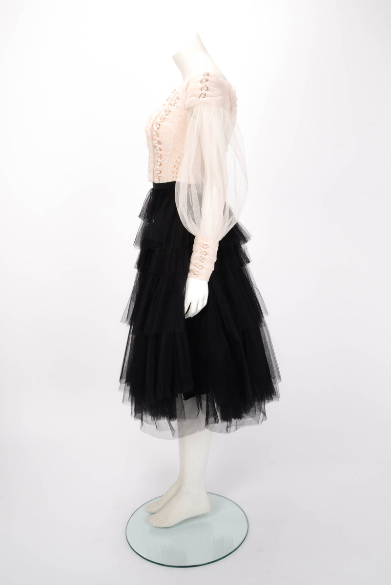 Dior Black Tulle Layered Skirt FR 34