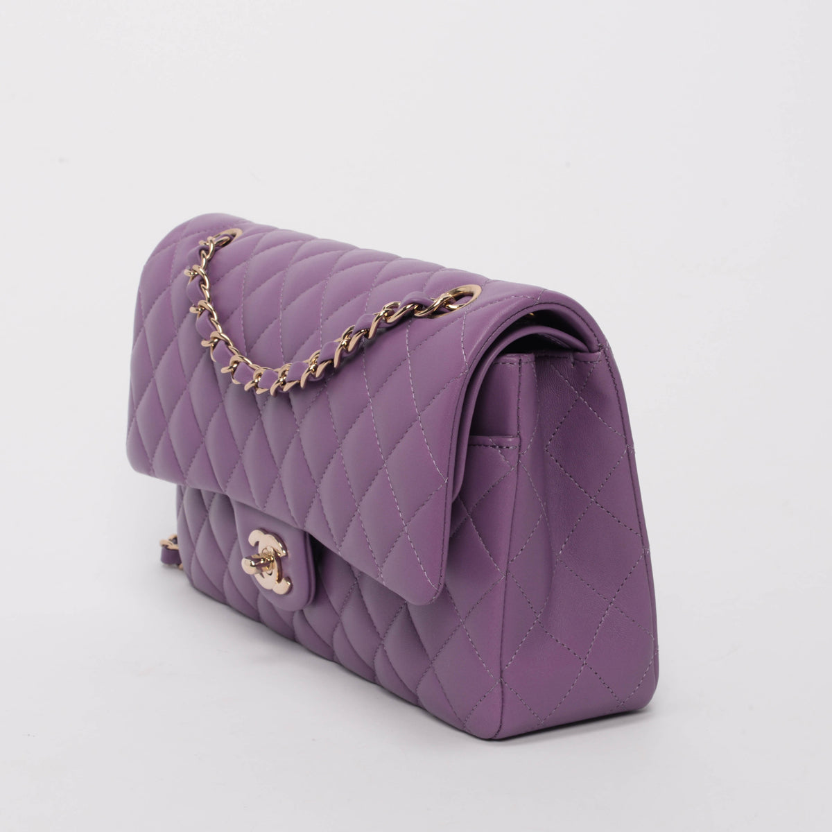 Chanel Purple Quilted Lambskin Medium Classic Flap Bag