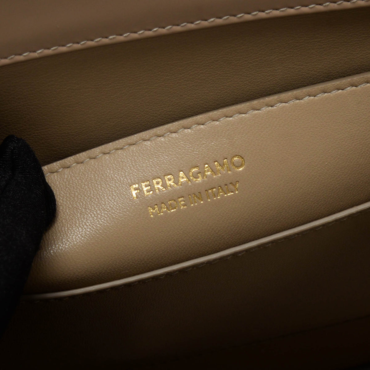 Ferragamo Beige Hi-Shine Wanda Top Handle Bag