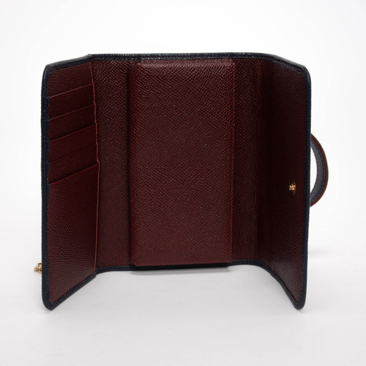 Dolce & Gabbana Navy Grained Leather Miss Sicily Wallet On Chain