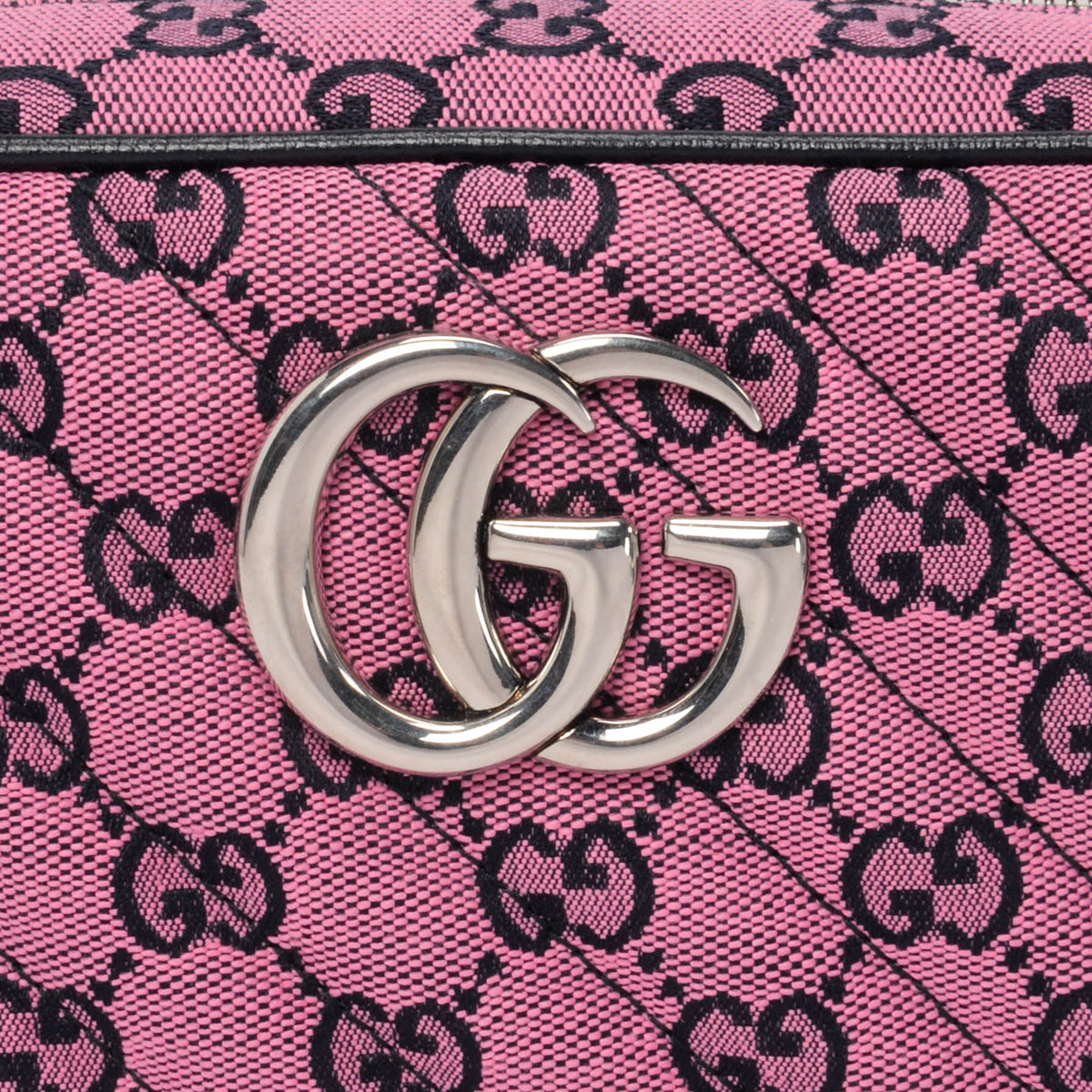 Gucci Pink & Navy GG Canvas Small Marmont Bag