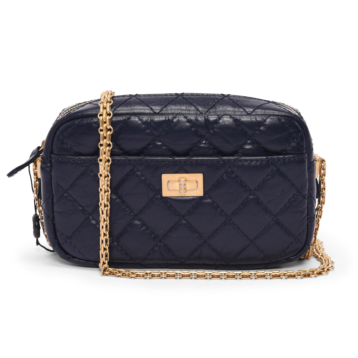 Chanel Navy Aged Quilted Calfskin Mini Reissue Camera Case