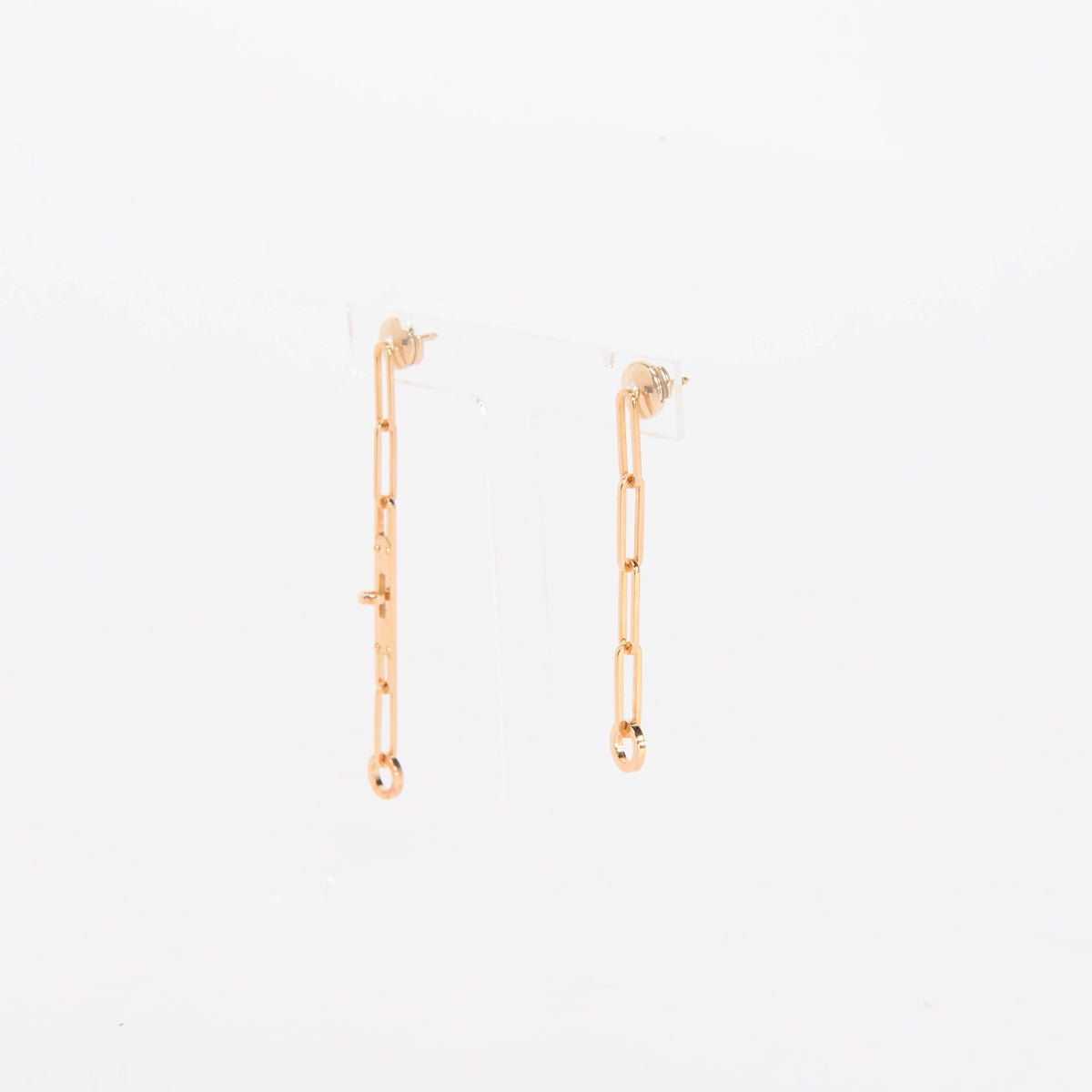 Hermes 18k Gold Very Small Model Kelly Chaine Earrings