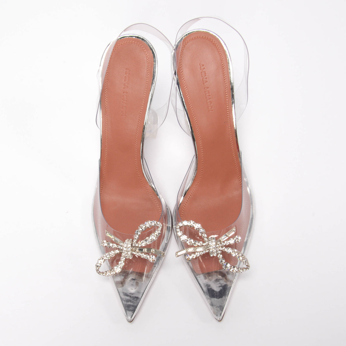 Amina Muaddi Transparent PVC & Crystal Rosie Glass Slingback Pumps 40.5
