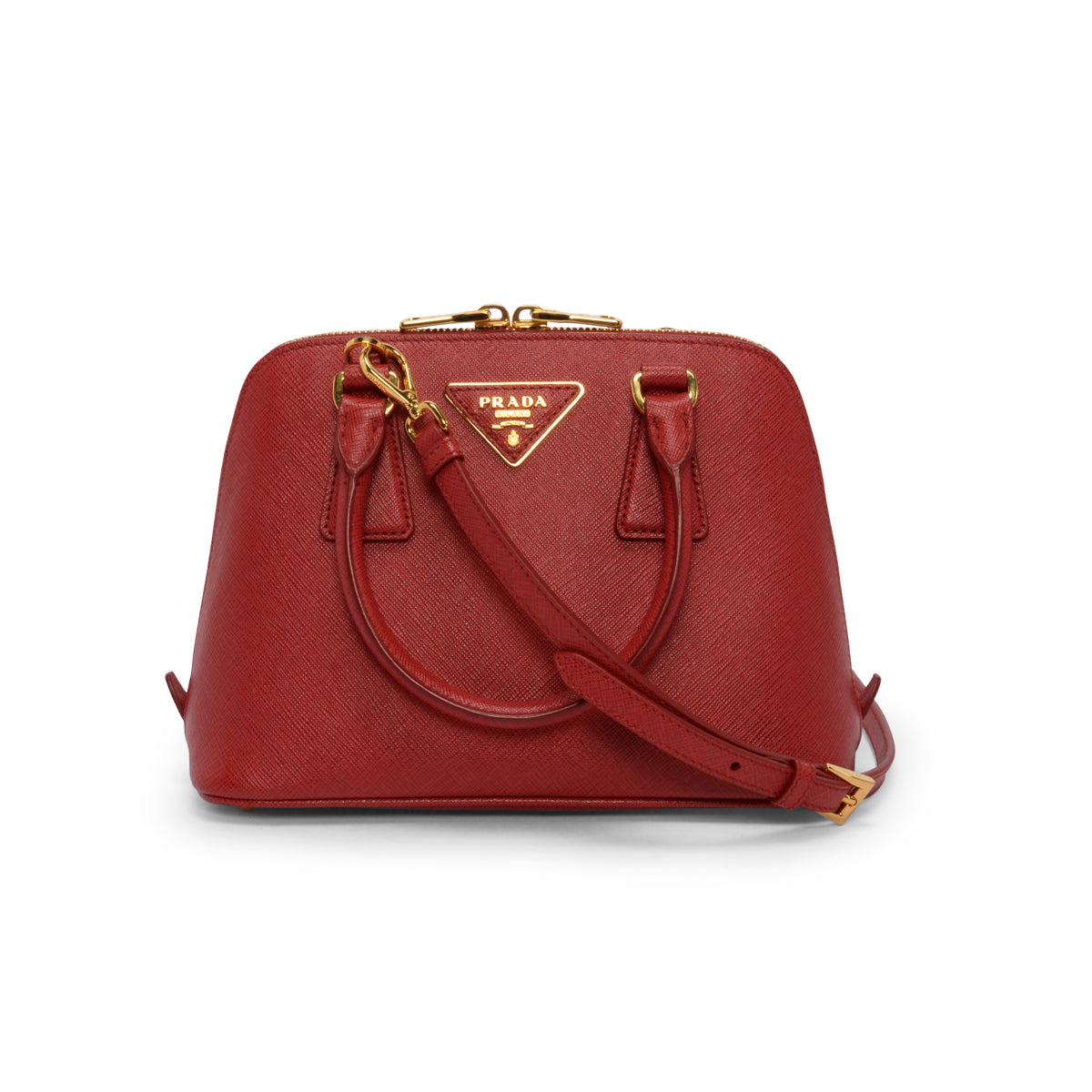 Prada Red Saffiano Lux Mini Promenade Bag