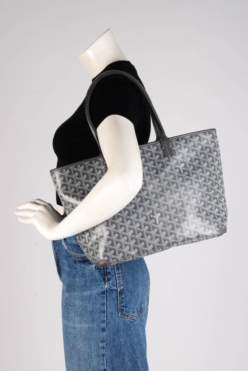 Goyard Grey Goyardine Canvas & Calfskin Artois PM
