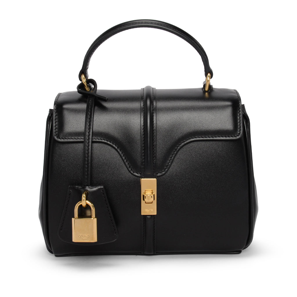 Celine Black Satinated Calfskin Mini 16 Bag